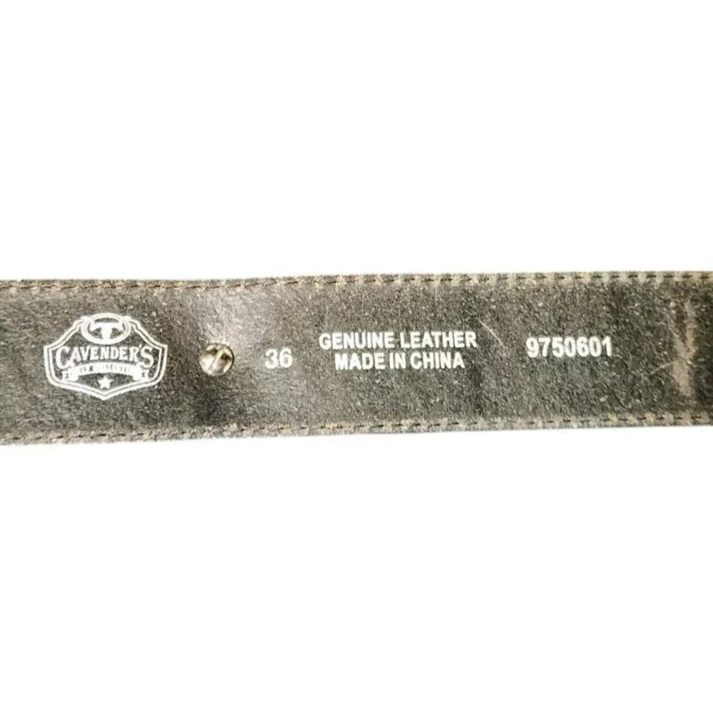 Cavenders Black Leather Belt Silver Stars Size 36